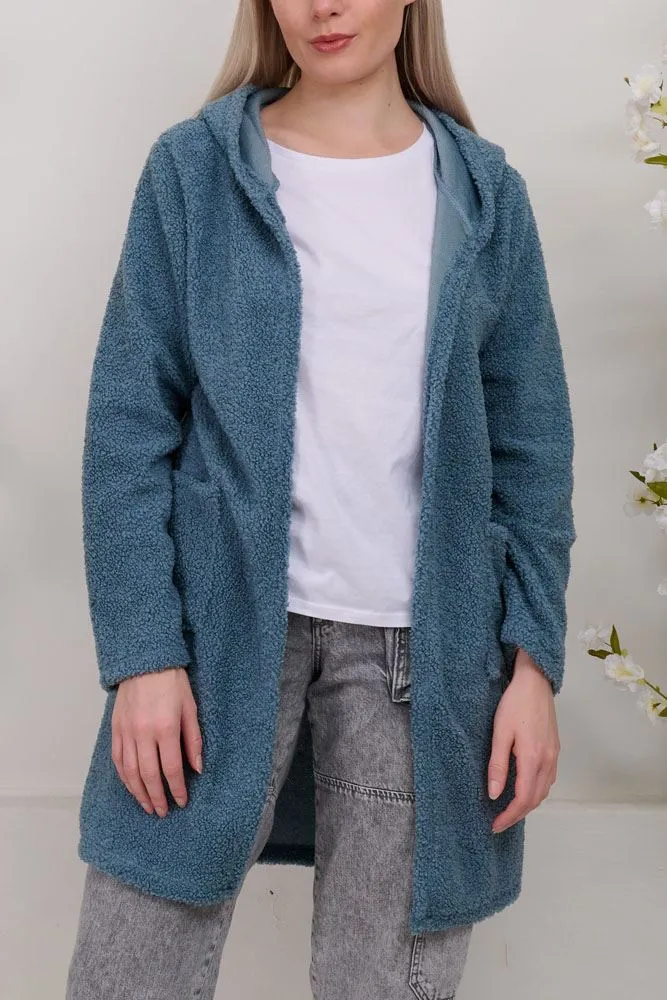 Plain Hooded Viscose Cardigan