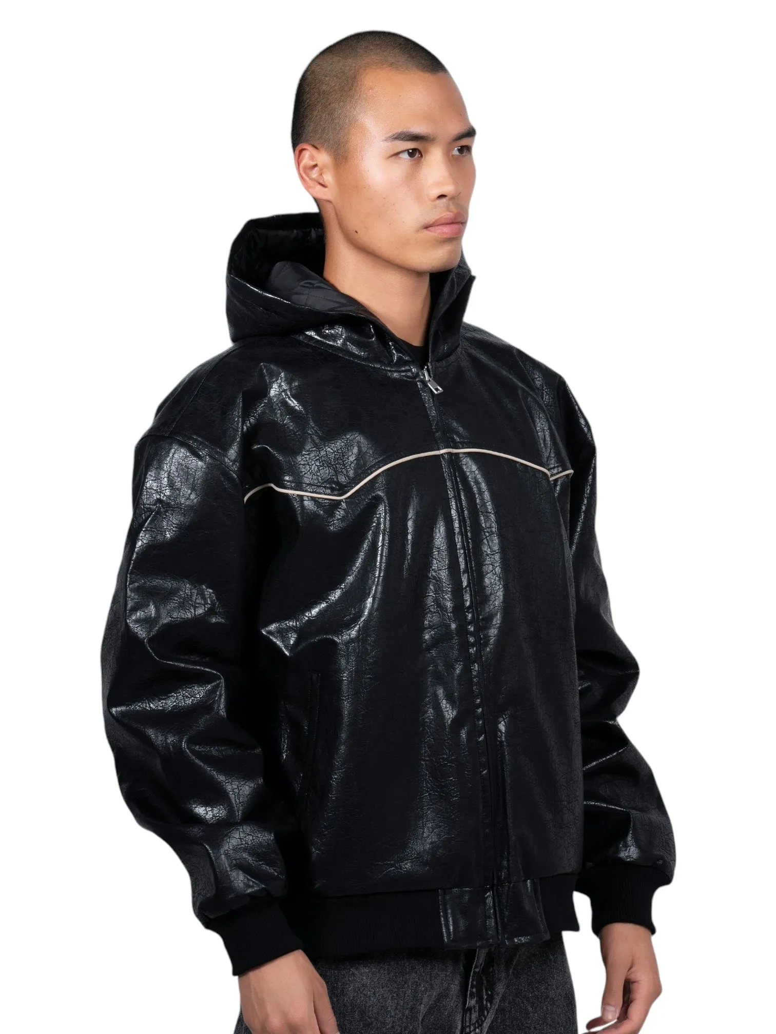 Pleasures Revenge Hooded Work Jacket in Black