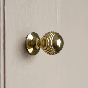 Polished Brass Reeded Beehive Cabinet Knob