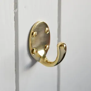 Polished Brass Single Wardrobe Hook - Large