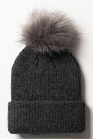 Pom Pom Beanie Dark Grey