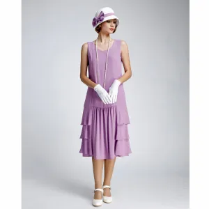 Purple 1920s-inspired dress with tiered skirt