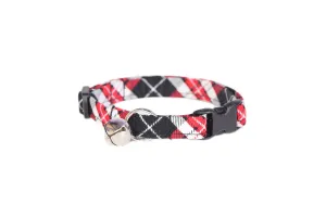 Red, Black & White Tartan Plaid Cat Collar