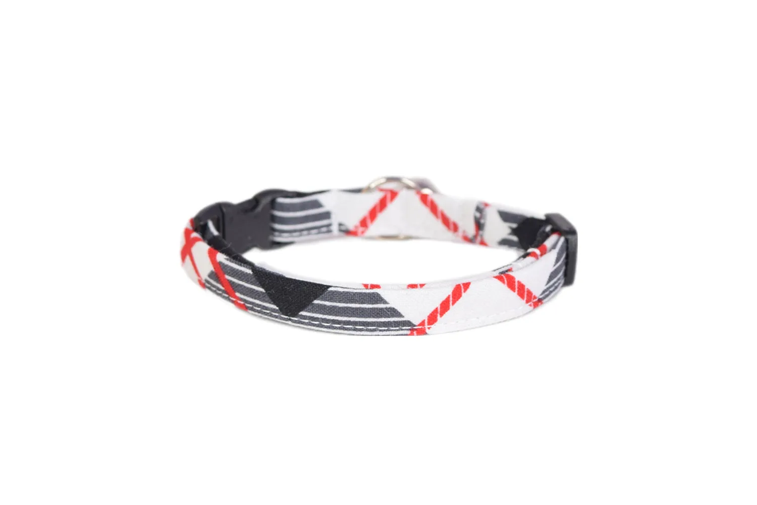 Red, Black, White & Gray Plaid Cat Collar