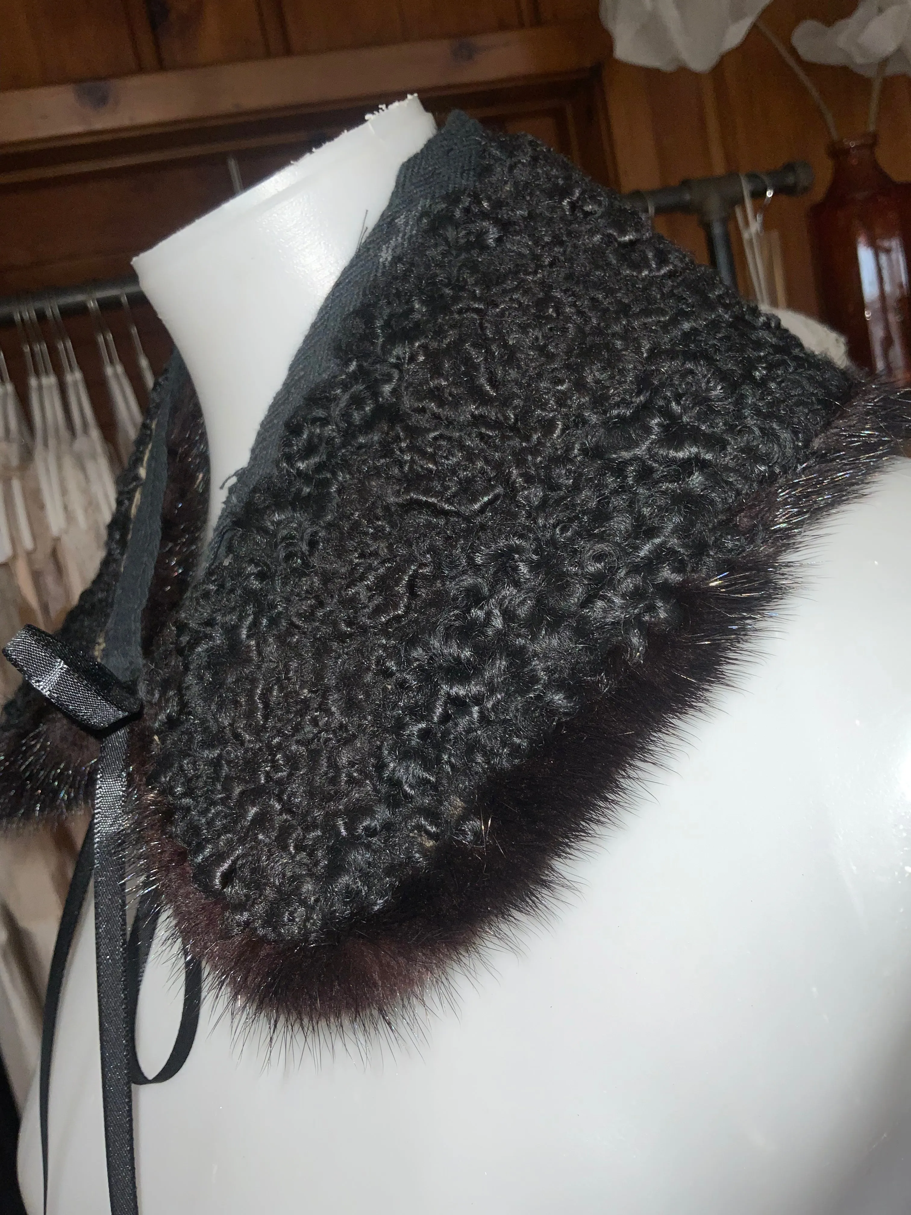 Reversible Mink/Astrakhan Collar - 40s