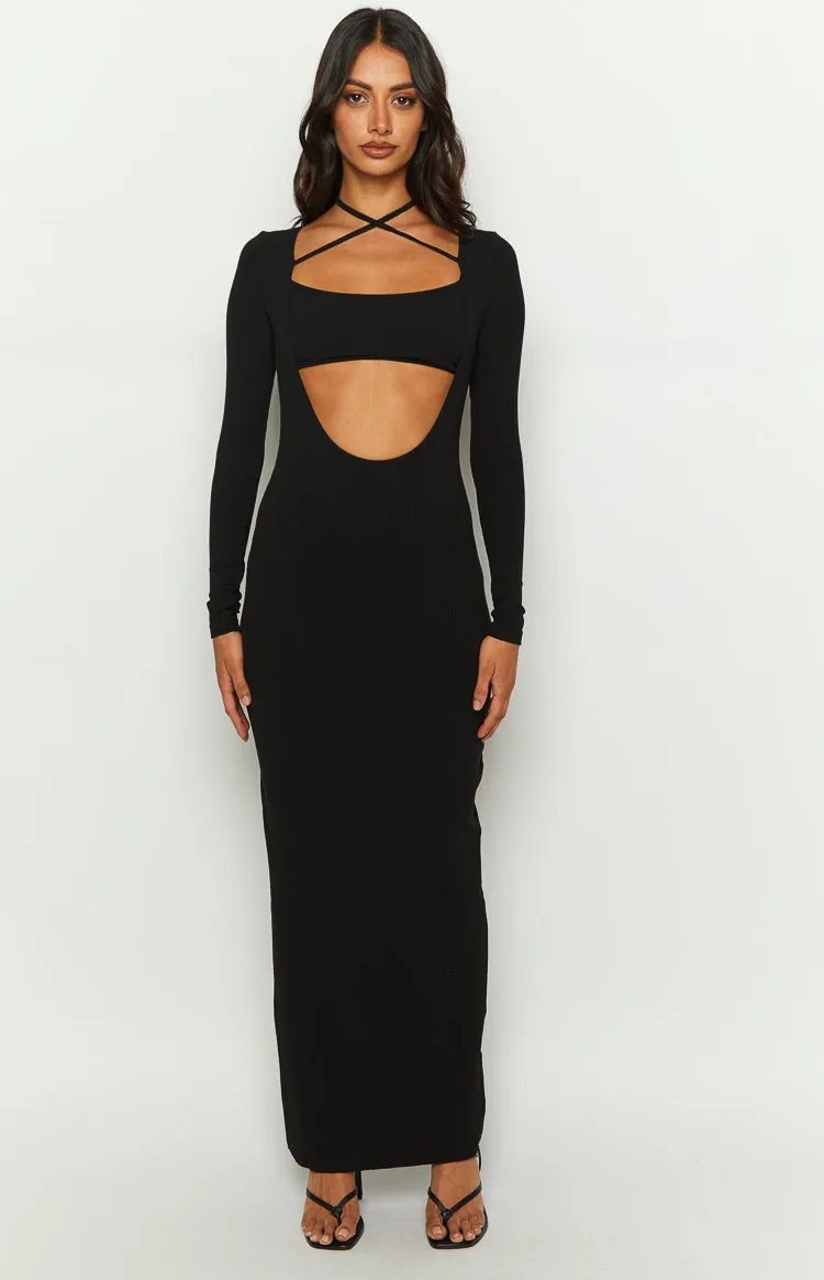 Romilly Black Long Sleeve Maxi Dress