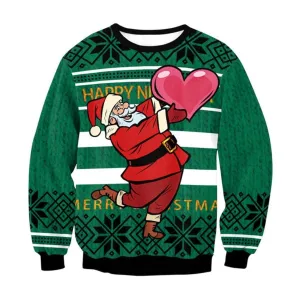 Santa Claus w/ Big Heart Ugly Christmas Sweater