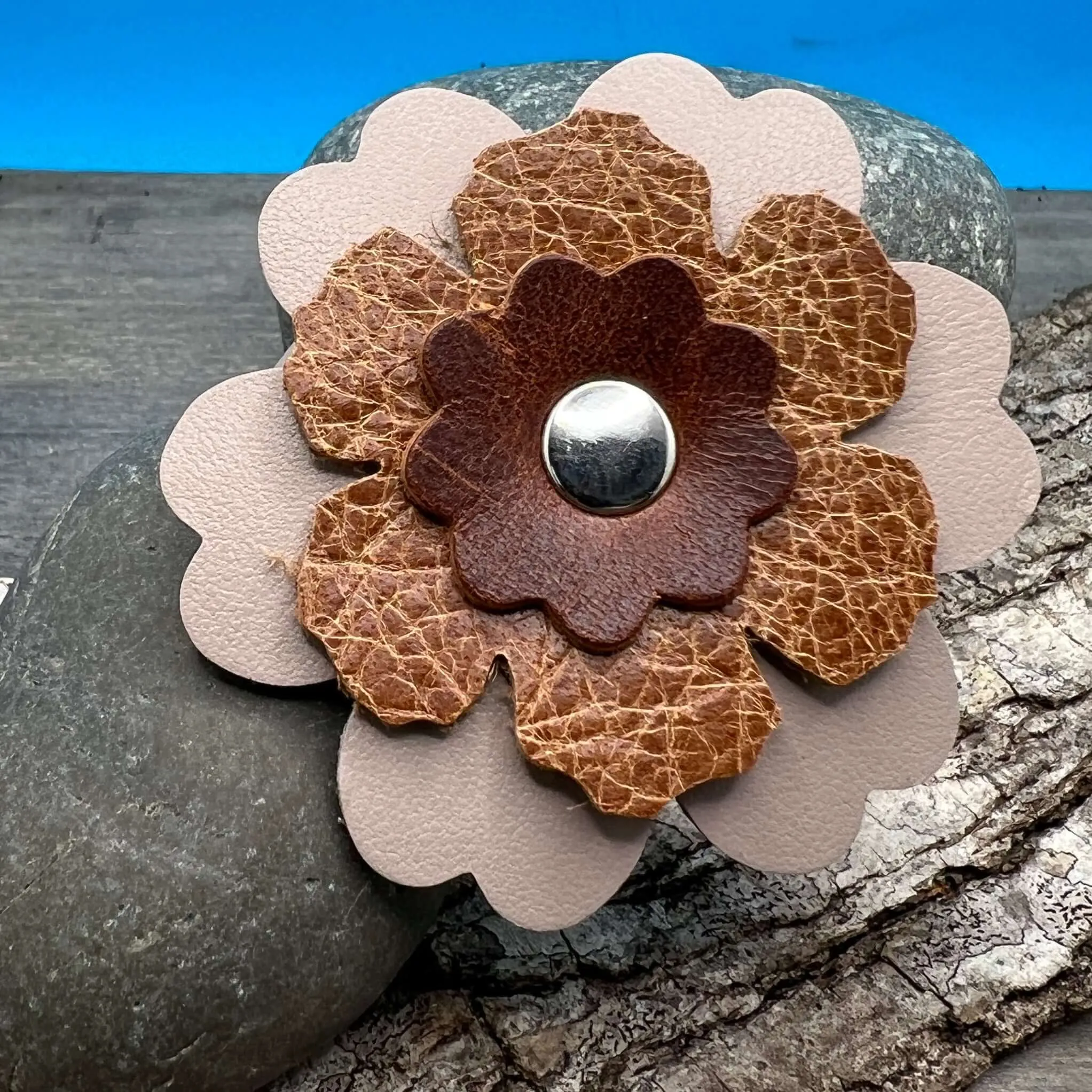 Scarf Cuff - Leather Flowers For Shawls and Scarves