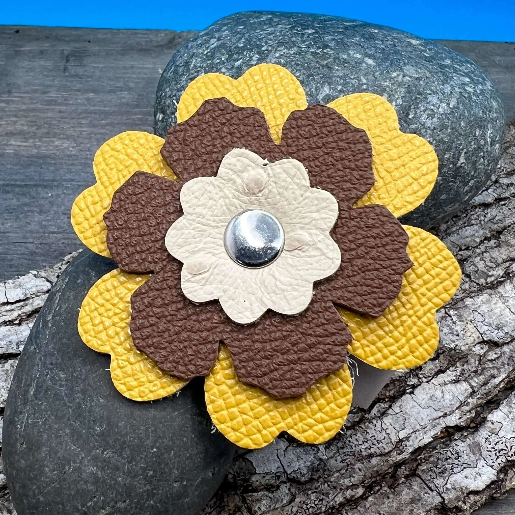 Scarf Cuff - Leather Flowers For Shawls and Scarves