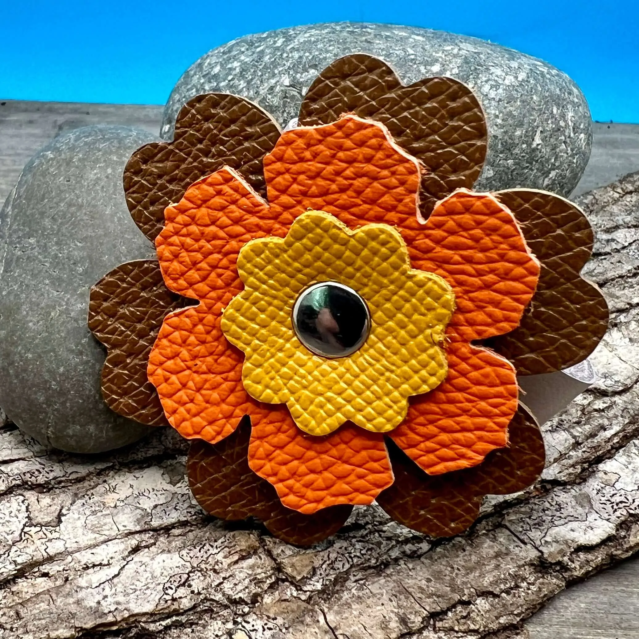 Scarf Cuff - Leather Flowers For Shawls and Scarves