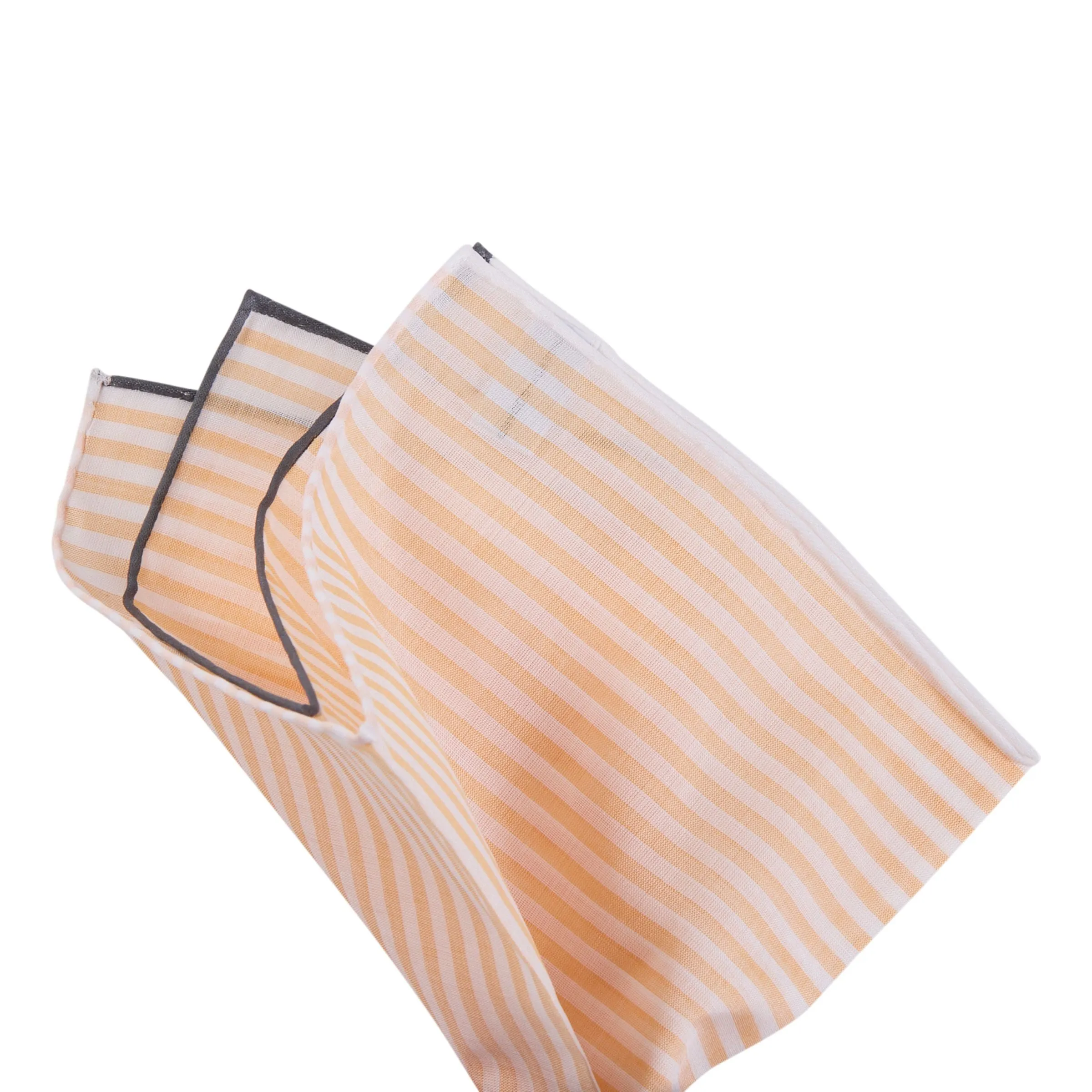 Simonnot Godard Orange & White Striped Cotton Pocket Square