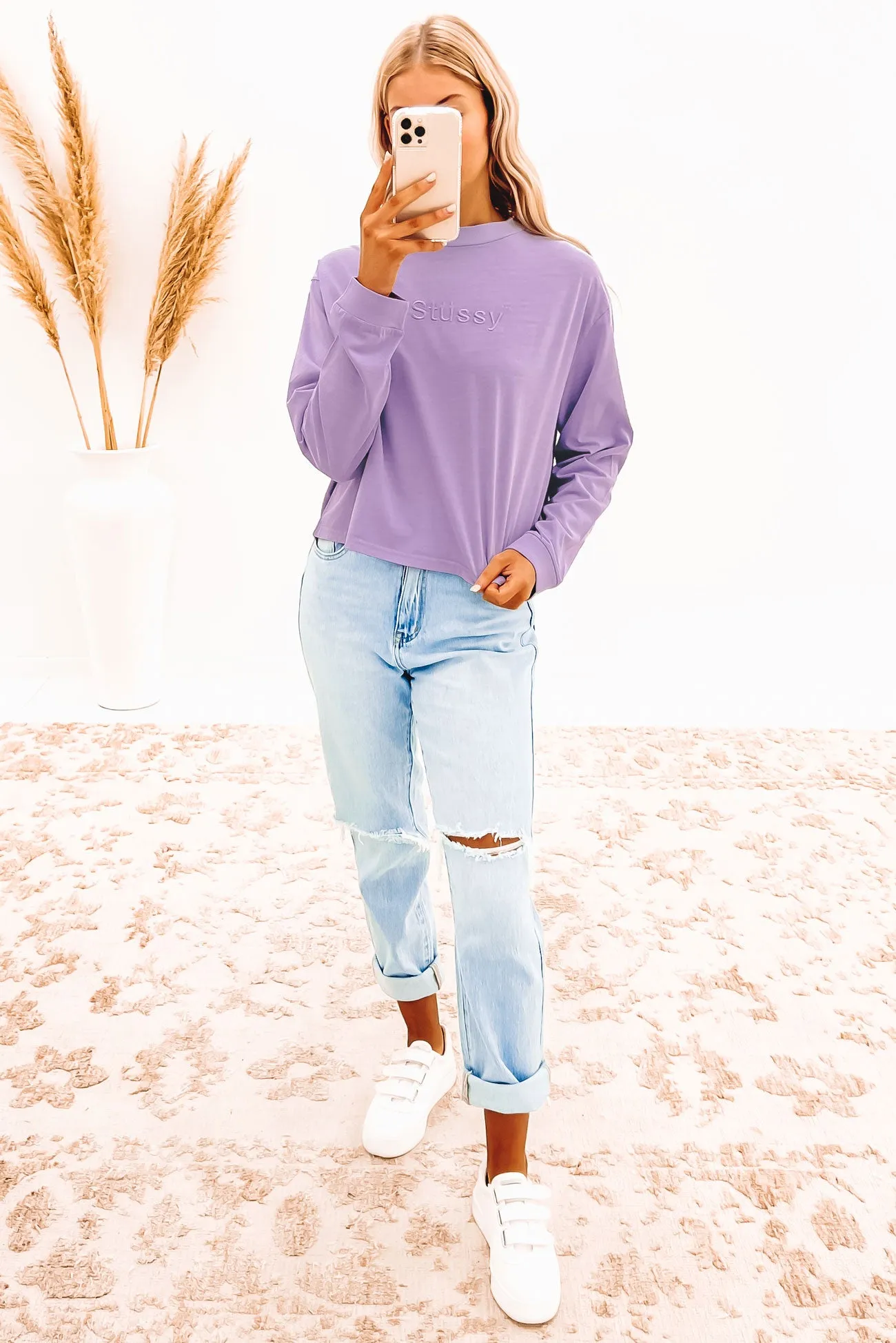 Solace Mock Neck Long Sleeve Tee Lavender