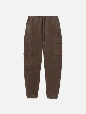 Suede Cargo Jogger -- Dark Wood