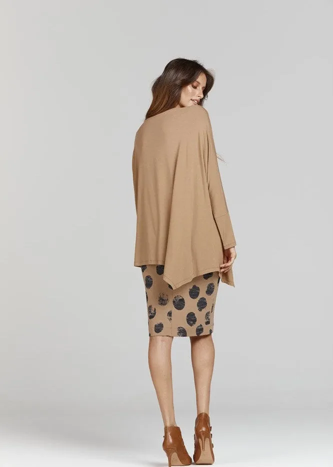 Susie Oversized Asymmetrical Bamboo Top - Nougat