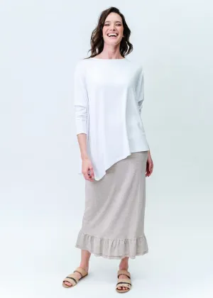 Susie Oversized Asymmetrical Bamboo Top - White