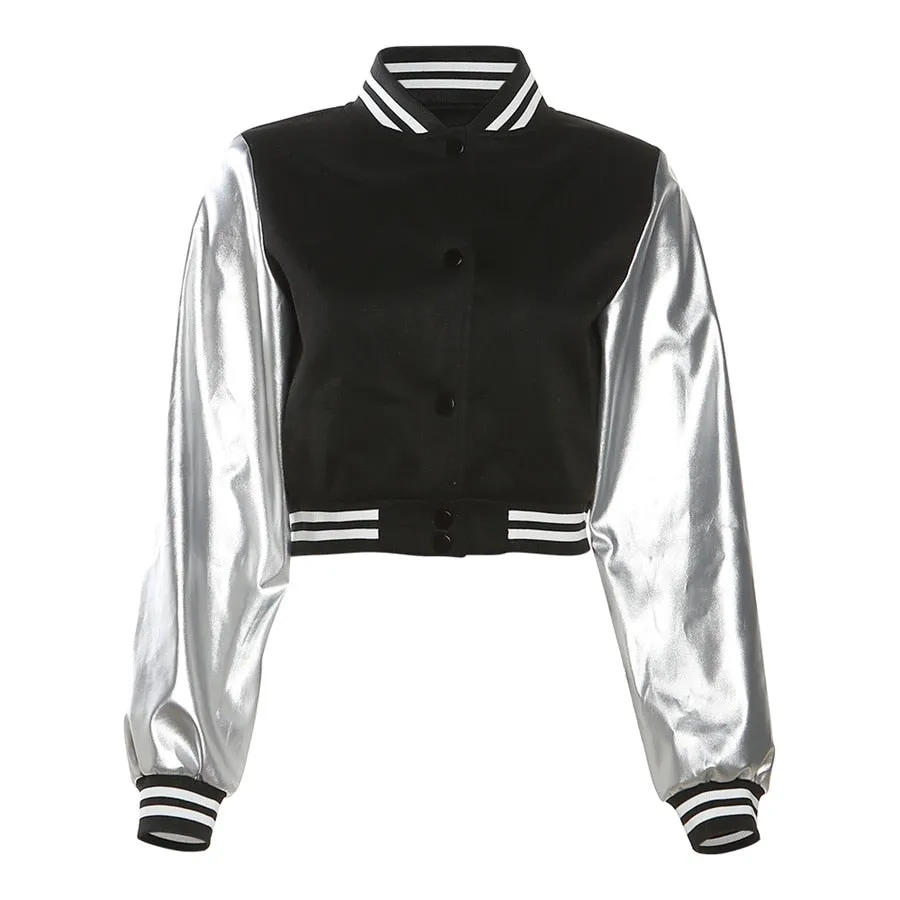 That Girl varsity Leather Sleeve jacket