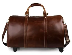 Theodore Full Grain Leather Trolley Duffel Luggage Bag