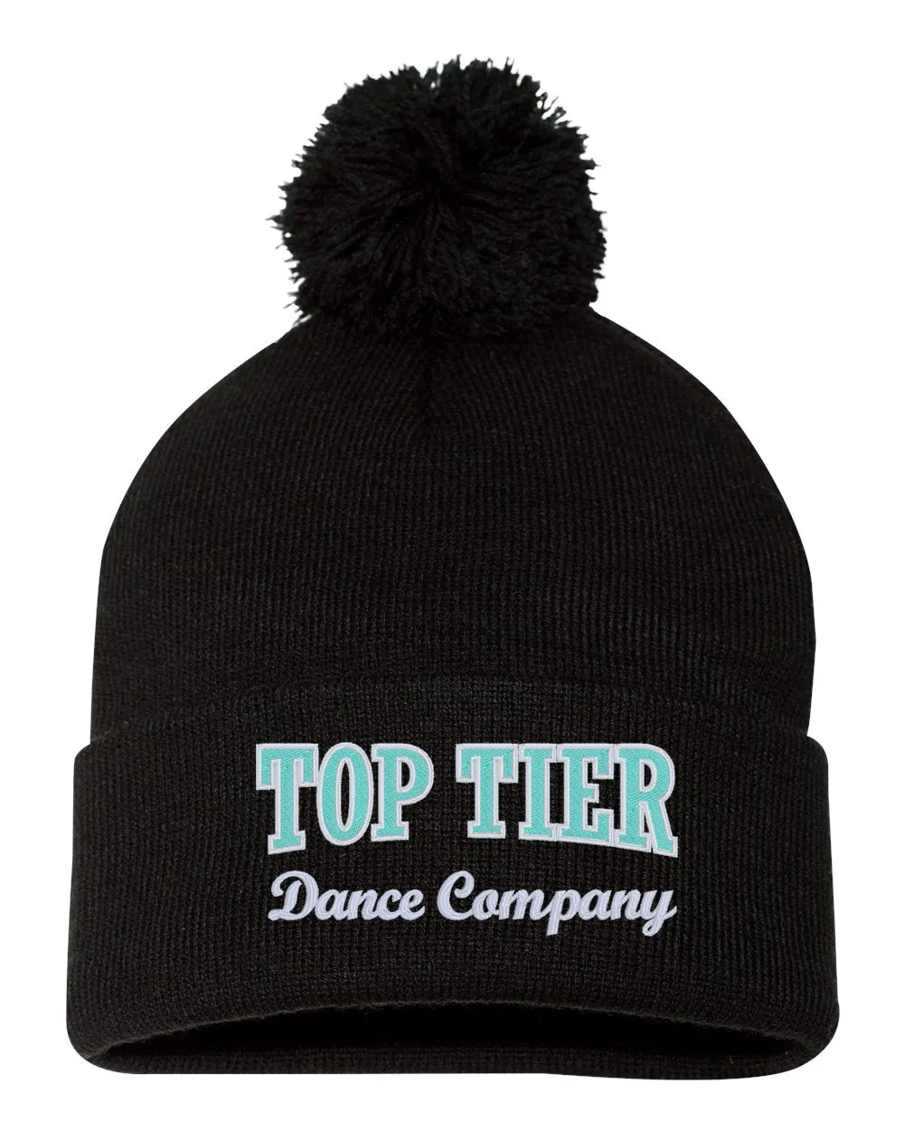 TOP TIER Dance 12" Knit POM Beanie - SP15 w/ Top Tier Dance Company Logo Embroidered.