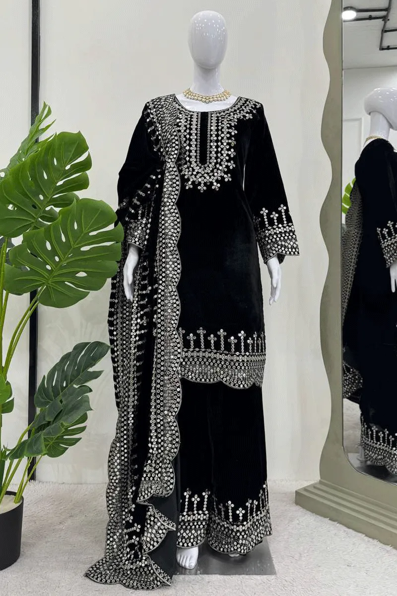 Traditional Outfit Velvet Suit For Sangeet