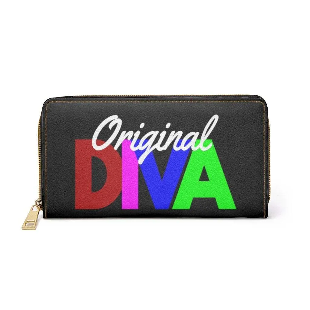 Uniquely You Womens Wallet - Zip Purse / Black Multicolor Original Diva