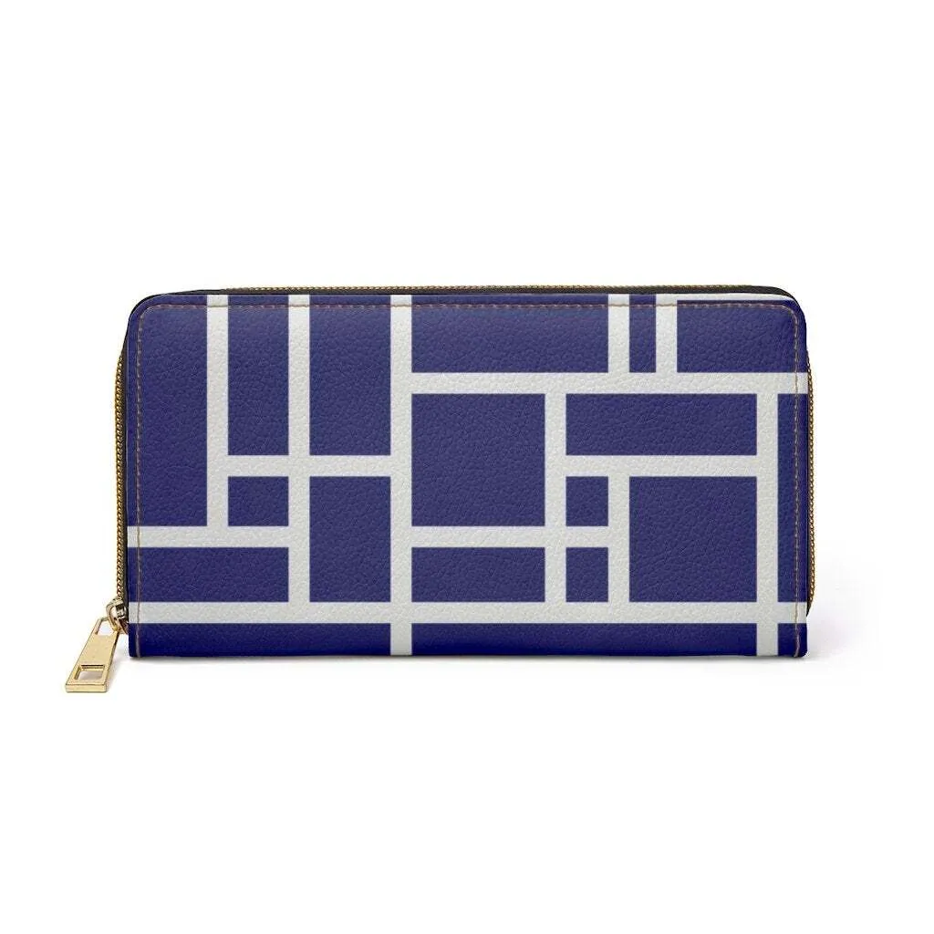 Uniquely You Womens Wallet - Zip Purse / Blue & White Colorblock