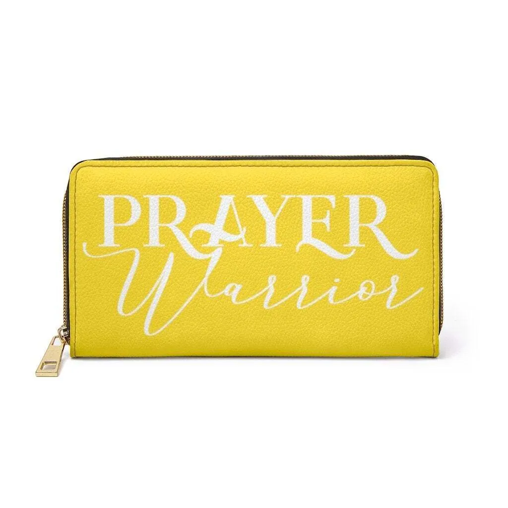 Uniquely You Womens Wallet - Zip Purse / Bright Yellow & White Prayer Warrior