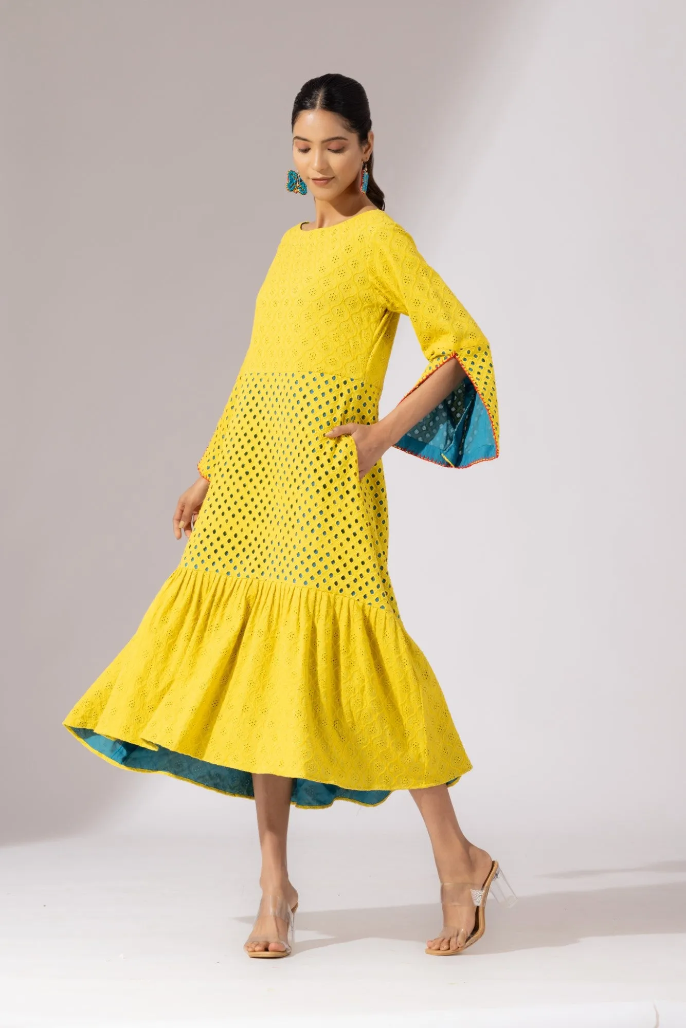 Victorian Bloom Dress- Yellow