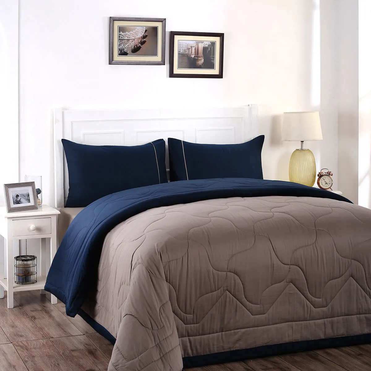 Vincent Light Weight Winter Quilt Indigo/Grey Marble