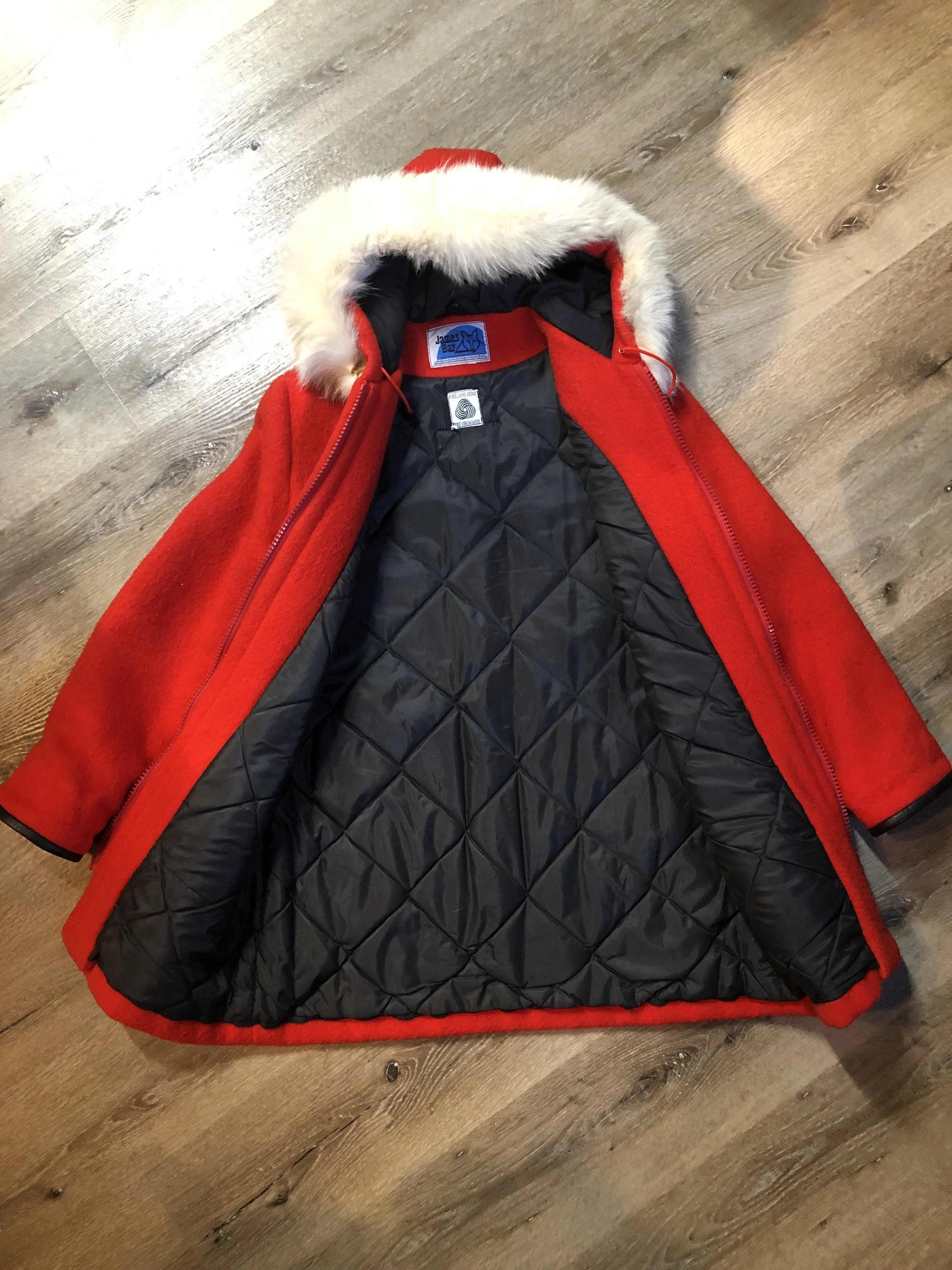 Vintage James Bay Red Northern Parka with Fur Trimmed Hood, Made in Canada, SOLD