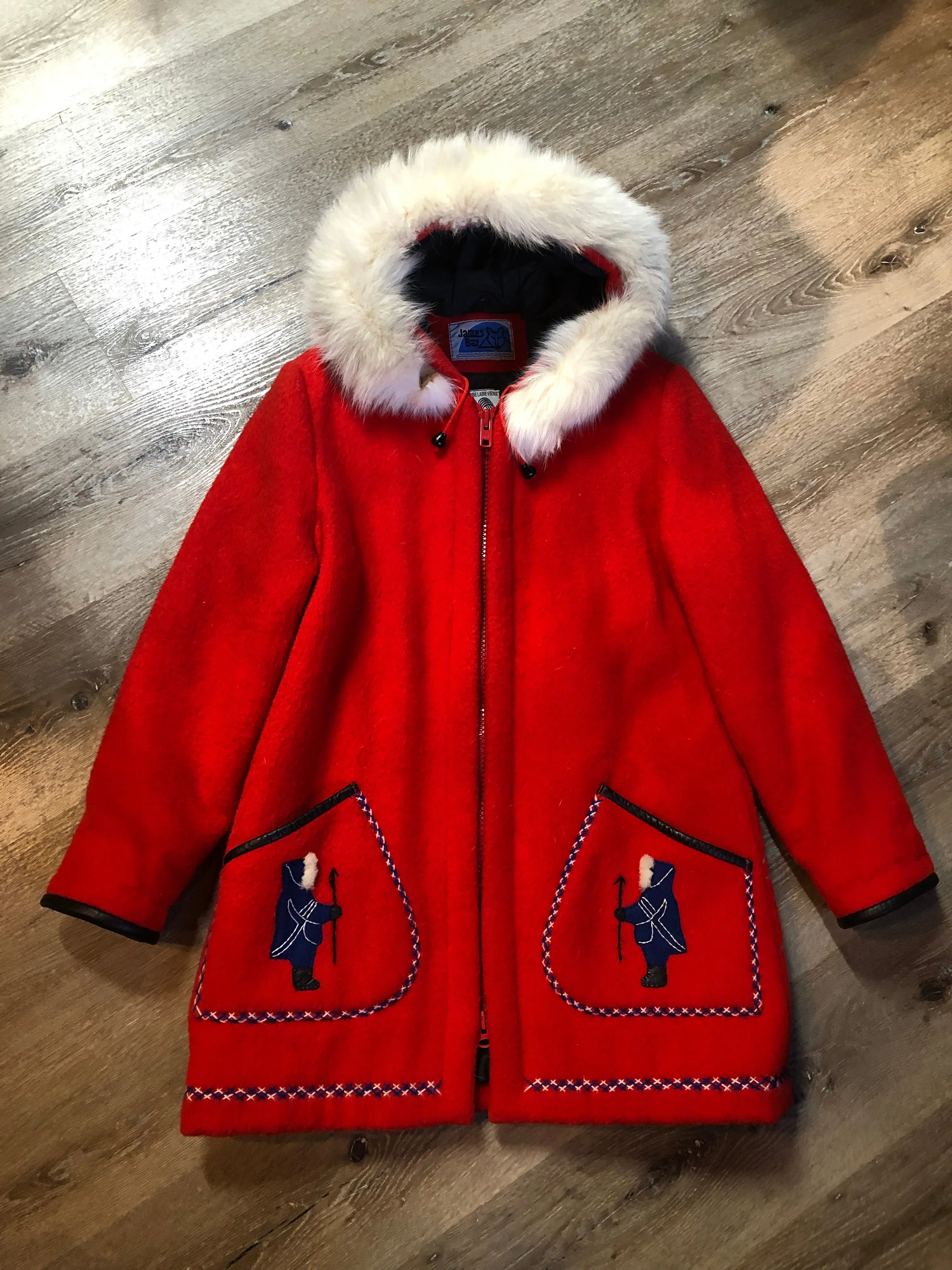 Vintage James Bay Red Northern Parka with Fur Trimmed Hood, Made in Canada, SOLD