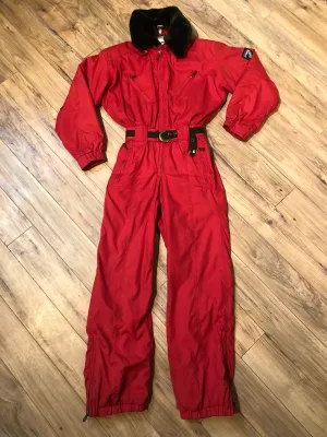 Vintage Obermeyer Red One Piece Ski Suit, Size 4