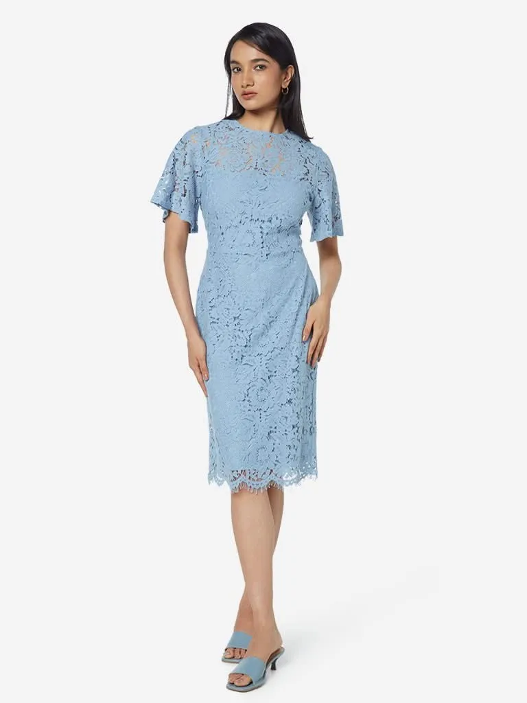 Wardrobe Blue Lace Dress With Chemise