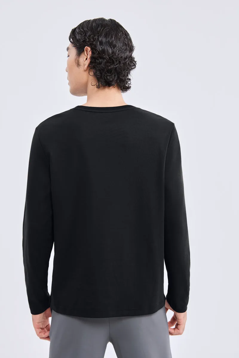 Waterless Dye Long Sleeve Crew Neck T-Shirt | Black BKYD01