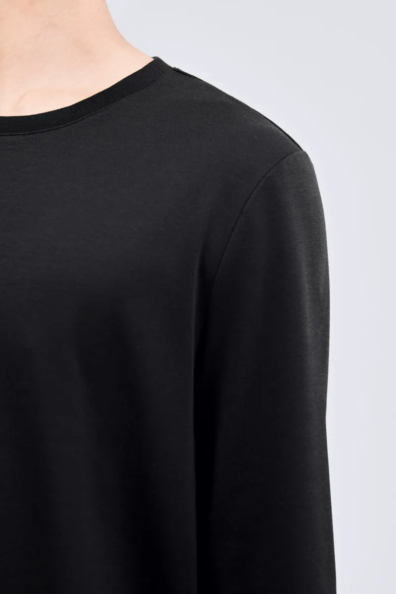 Waterless Dye Long Sleeve Crew Neck T-Shirt | Black BKYD01