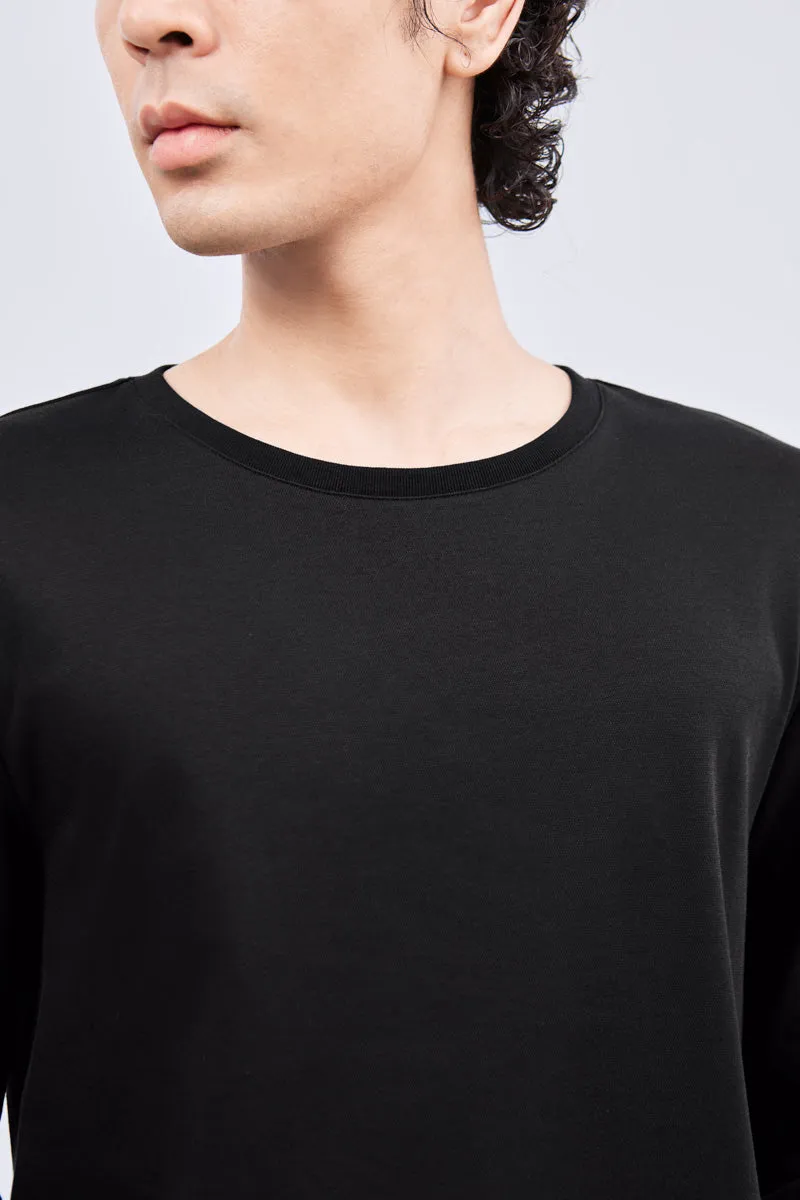 Waterless Dye Long Sleeve Crew Neck T-Shirt | Black BKYD01