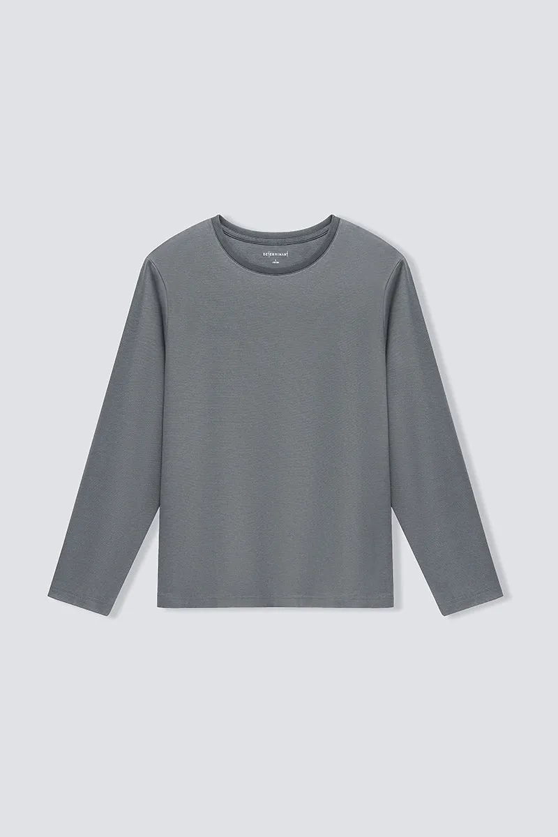 Waterless Dye Long Sleeve Crew Neck T-Shirt | Stone Grey GYYL01