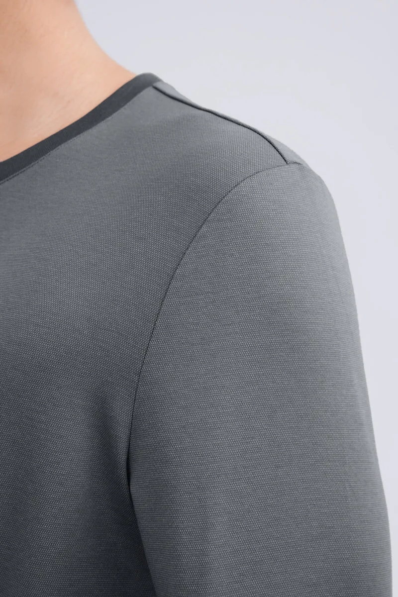 Waterless Dye Long Sleeve Crew Neck T-Shirt | Stone Grey GYYL01