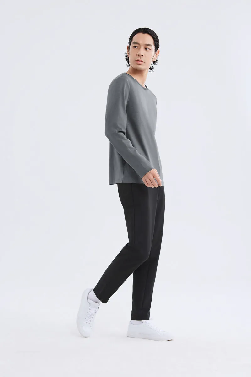 Waterless Dye Long Sleeve Crew Neck T-Shirt | Stone Grey GYYL01