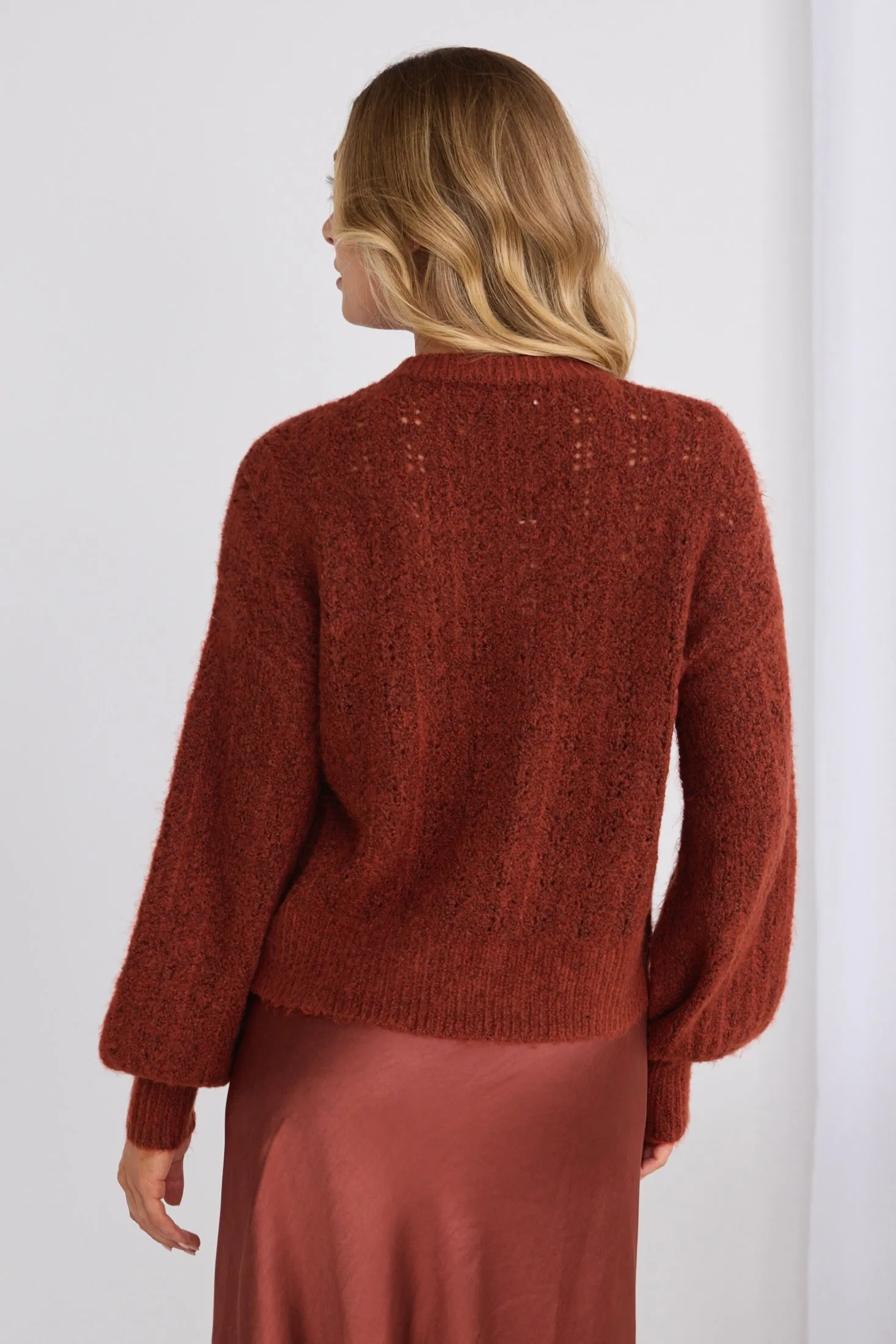 Winnie Copper Pointelle Fluffy Knit Jumper