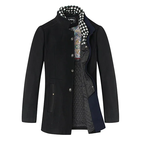 Winter Casual Coat Scarf Detachable Stylish Woolen Overcoat