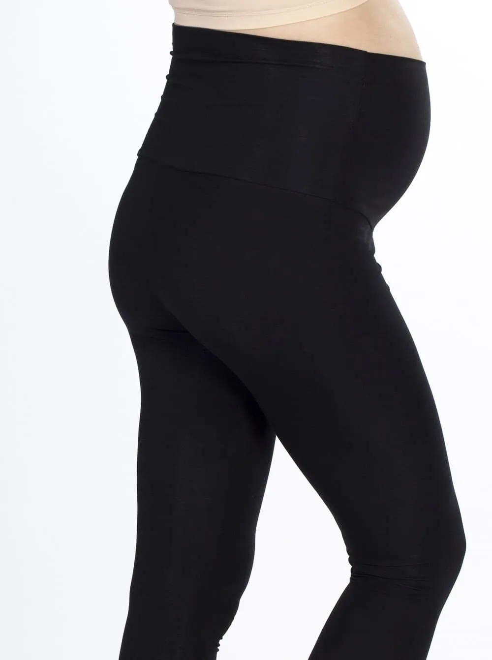 Winter Cotton Maternity Leggings - Black