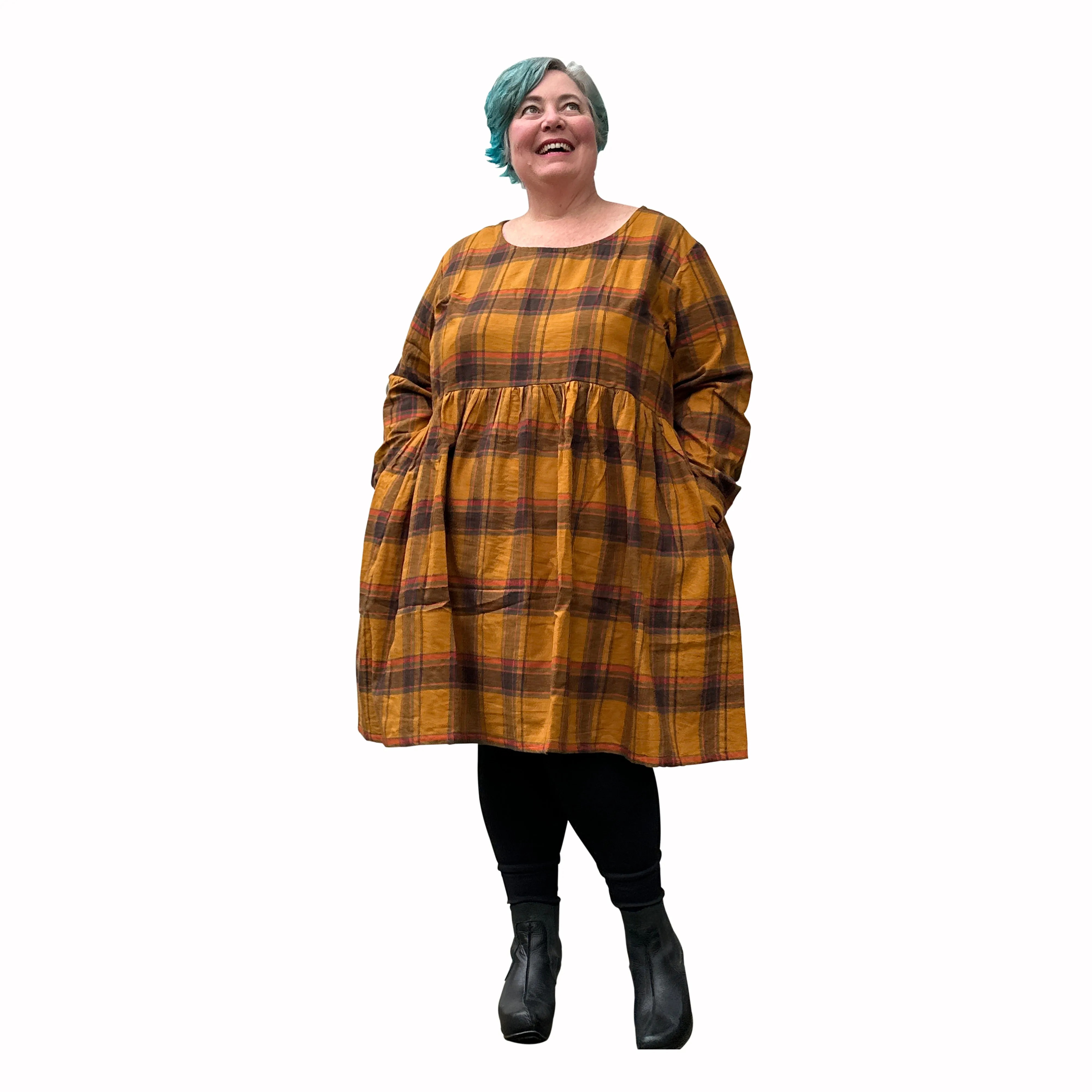 Winter Sally Dress in Pumpkin | Made to order Plus Size Dress with Pockets