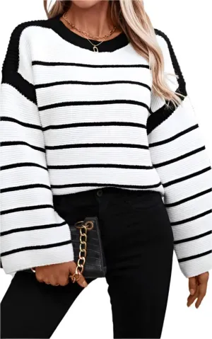 Womens Knit Striped Sweater