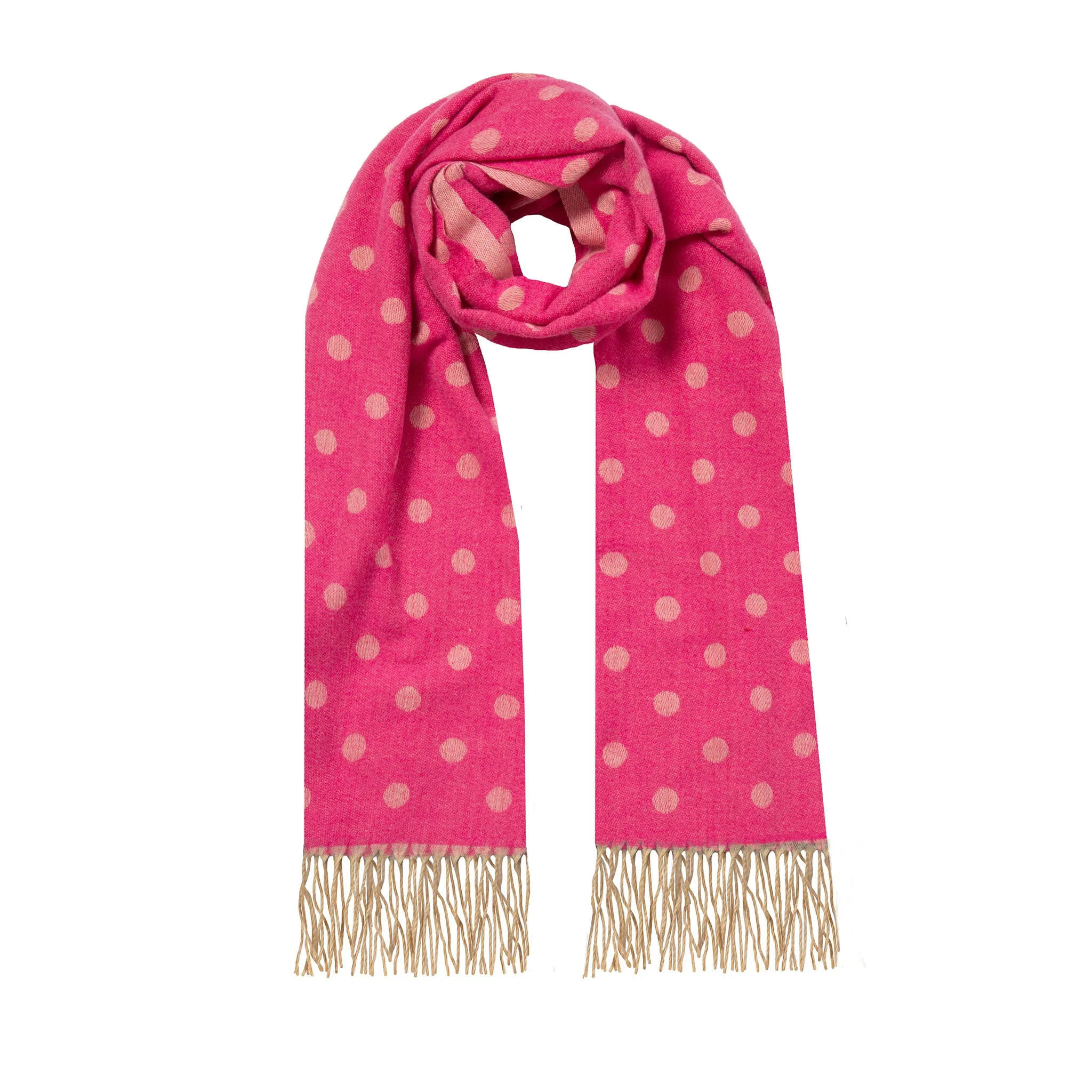 Women’s Reversible Polka Dot Scarf with Tassels