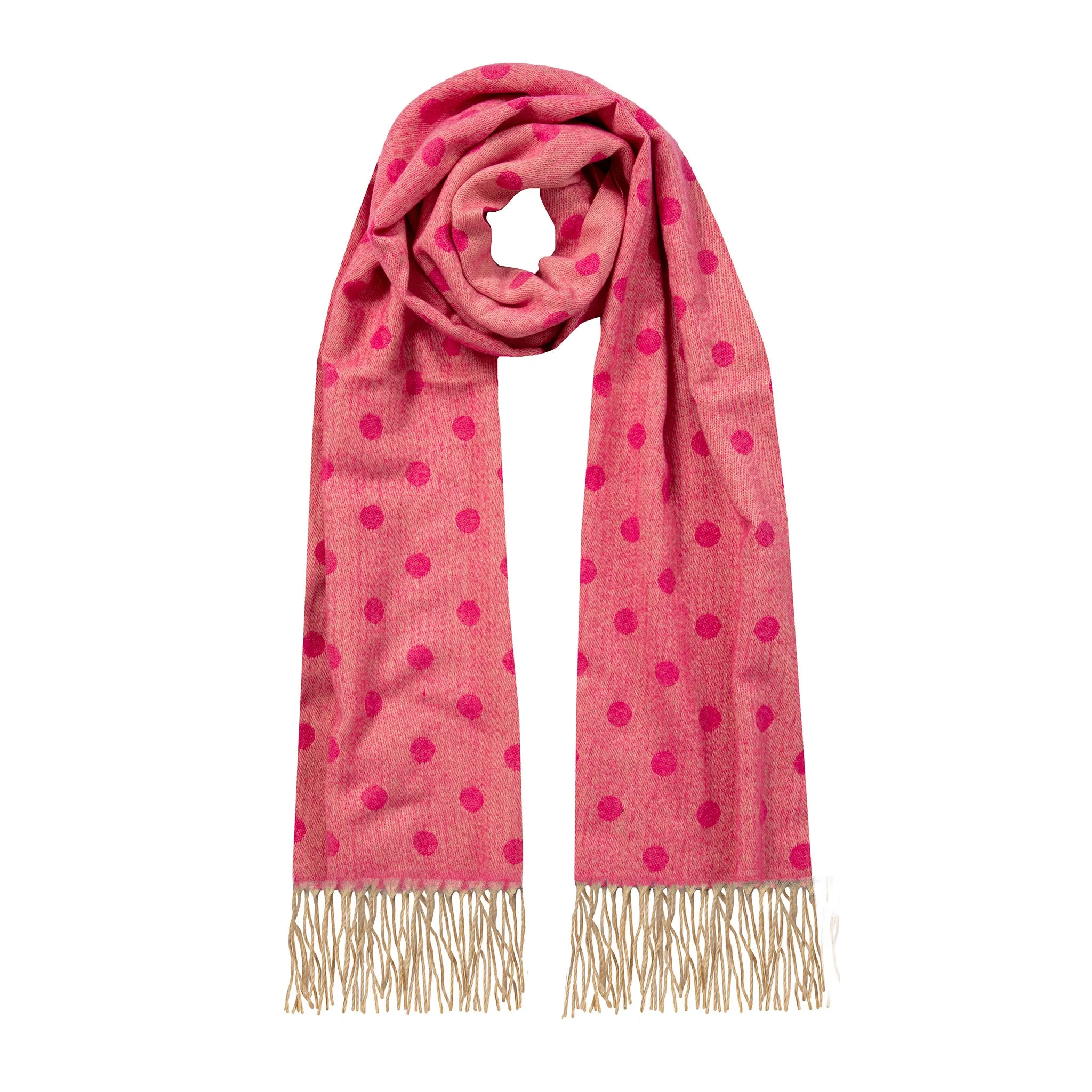 Women’s Reversible Polka Dot Scarf with Tassels