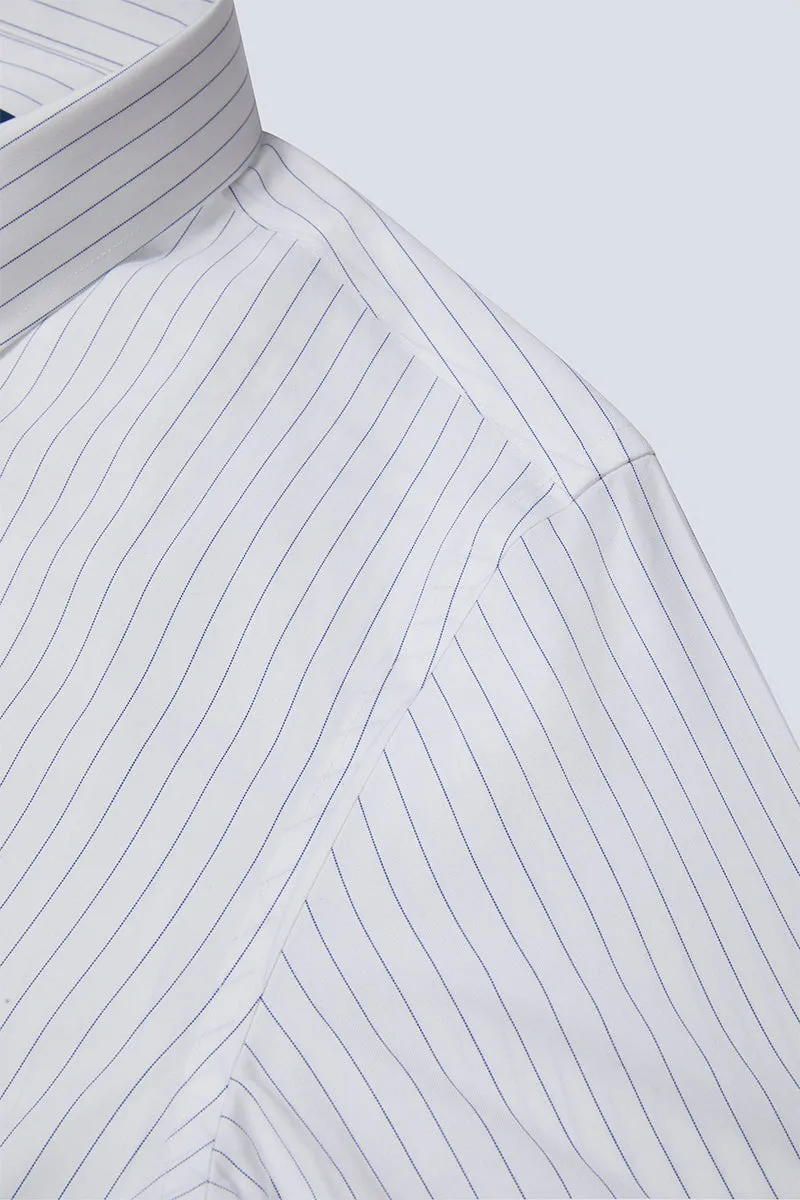 Wrinkle-Free Pinpoint Oxford Dress Shirt | Blue Stripes 9566DK