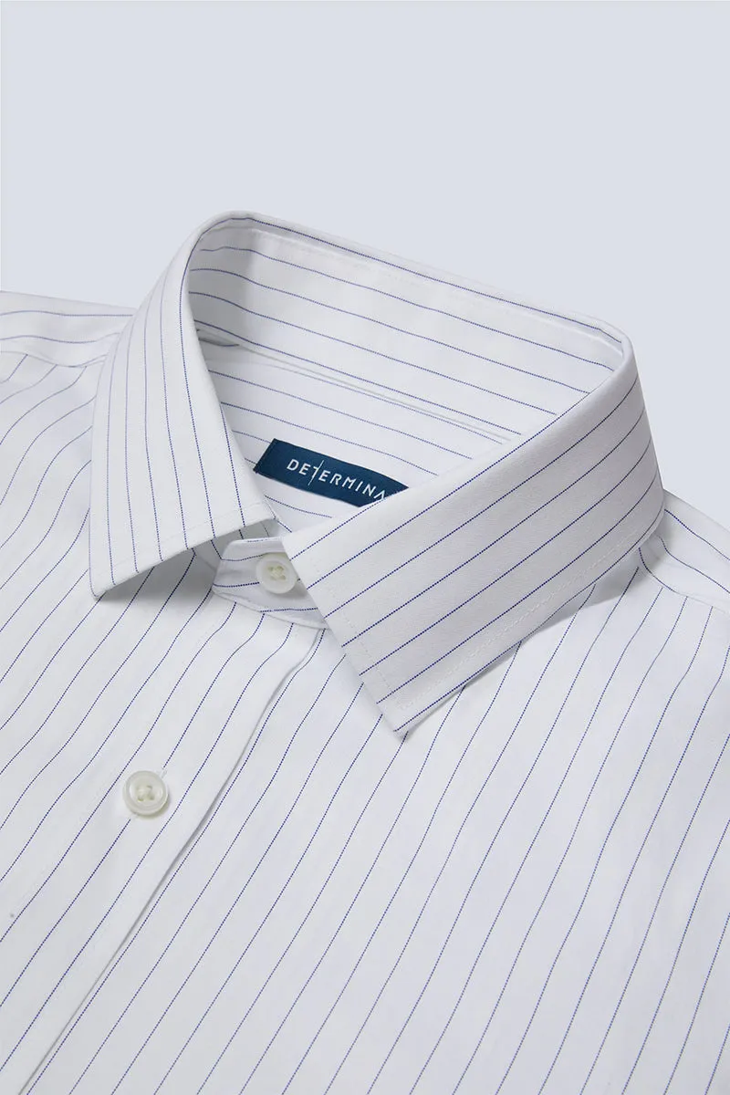 Wrinkle-Free Pinpoint Oxford Dress Shirt | Blue Stripes 9566DK