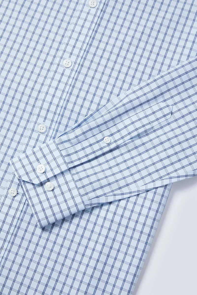 Wrinkle-Free Poplin Dress Shirt | Light Blue Check 15026N