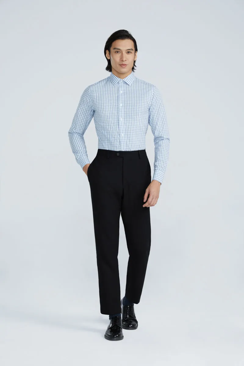 Wrinkle-Free Poplin Dress Shirt | Light Blue Check 15026N