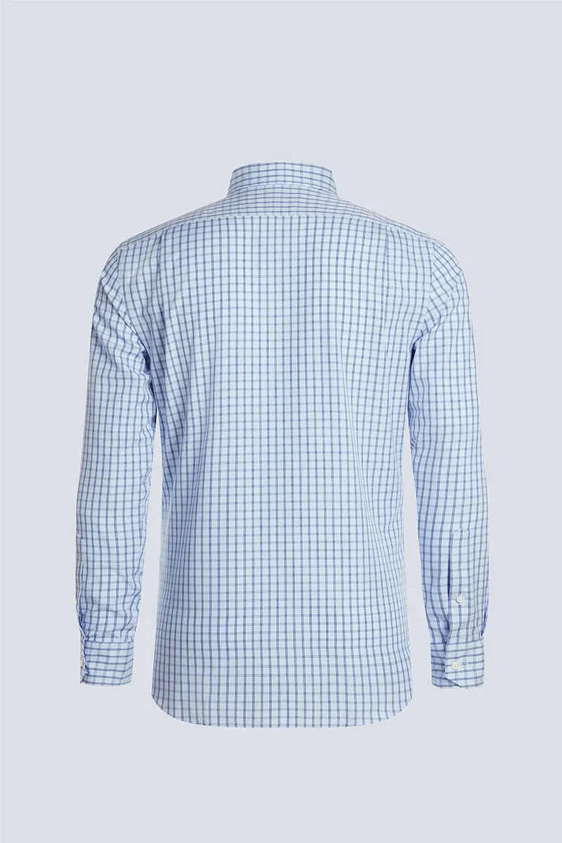 Wrinkle-Free Poplin Dress Shirt | Light Blue Check 15026N